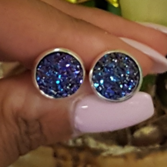 NEW 💖 Dark blue/purple glitter druzy - Picture 5 of 5